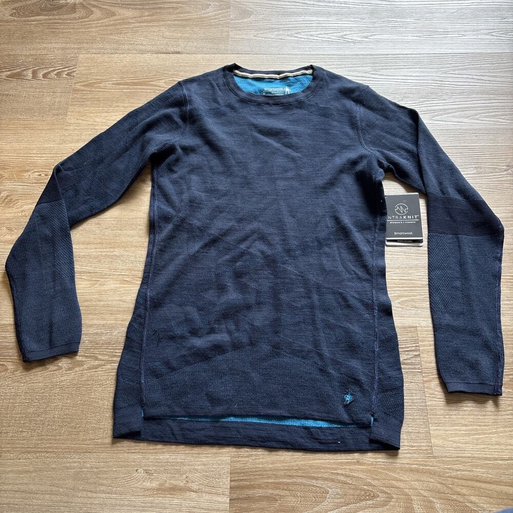 Smartwool Intraknit 200 Women M Merino Wool Blend Base Layer Crew Top Teal